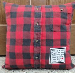 Memory pillow made from Loved Ones Shirts.