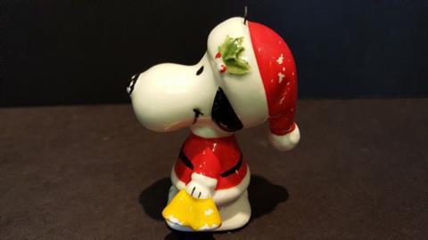 SNOOPY ORNAMENT WITH SANTA SUIT VINTAGE 1958
