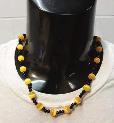 Yellow and Black Cat Eye Necklace