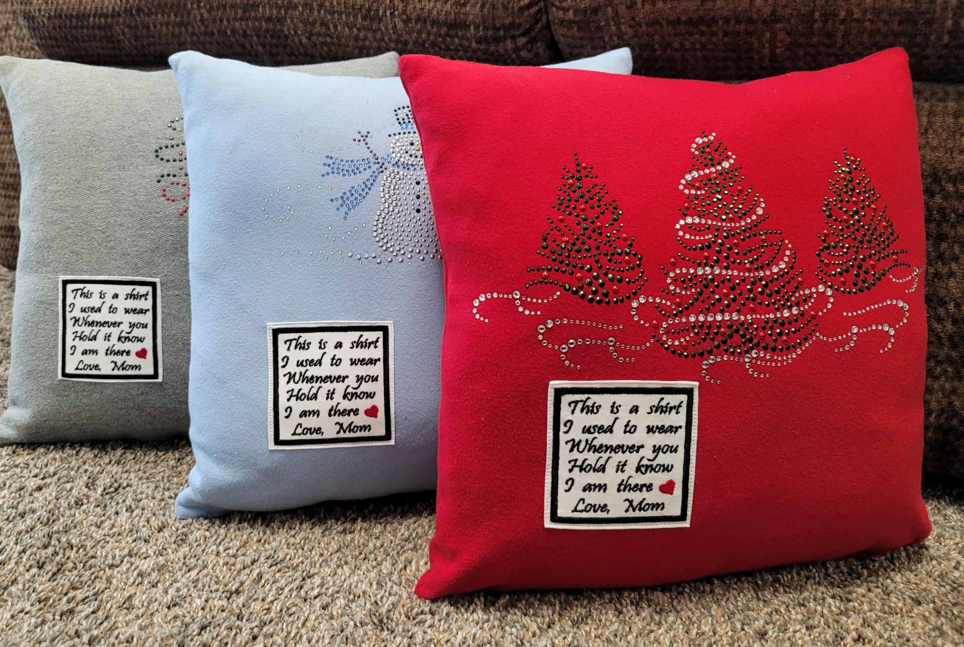 Memory pillow made from Loved Ones Shirts.