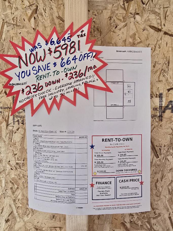 $664 OFF - 10x20 LOFTED BARN -$5,981 OR $236 DOWN & $236/MO - NO CREDIT CHECK - FREE DELIVERY & BLOCKS (50 miles)