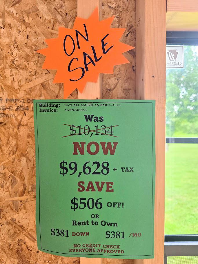 $506 OFF-10x24 BARN W/DIVIDER WALL, HOUSE DOORS, WORKBENCH & MORE $9,628 OR $381 DOWN & $381/MO - EVERYONE APPROVED!