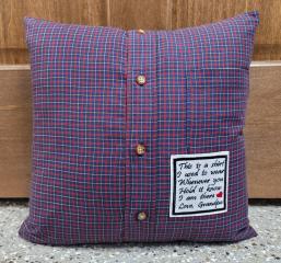 Memory pillow made from Loved Ones Shirts.