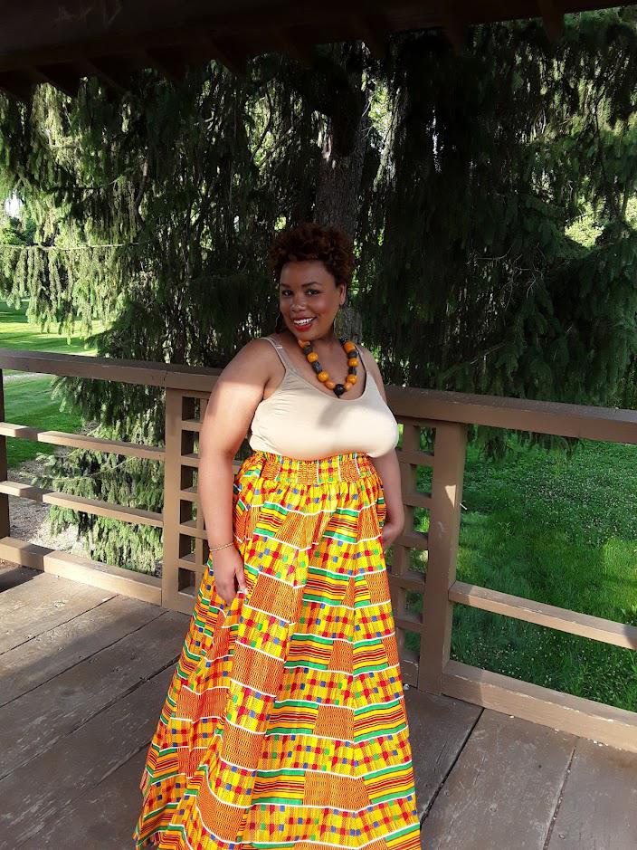 Long Maxi Ankara Print Kente Skirt
