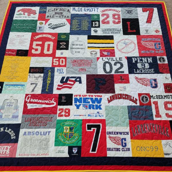 Mosaic T-shirt Quilt with Outer Border.