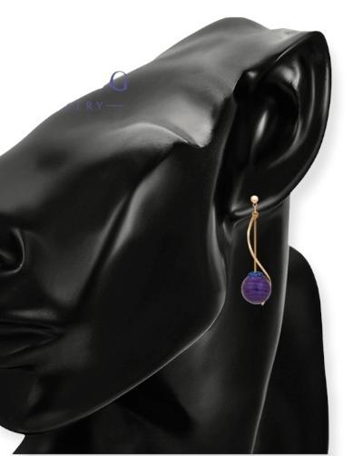 Purple and Gold Dangle Fashion Earrings