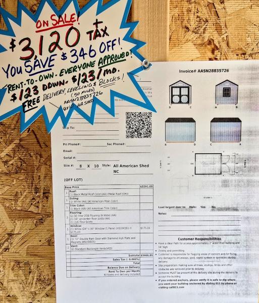 🔥10% OFF - SAVE $346 8x10 SHED - $3,120 or $123 DOWN & $123MO - NO CREDIT CHECK - EVERYONE APPROVED - FREE DELIVERY & BLOCKS (50 miles)
