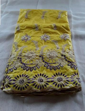 Yellow, Purple and Gold Brocade Fabric