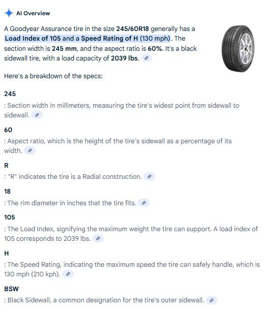 245/60R18 Goodyear Assurance Tires Set of 4