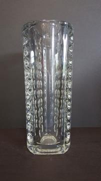 SKLO-BOHEMIA CZECH GLASS PRESSED OPTIC LENS VASE