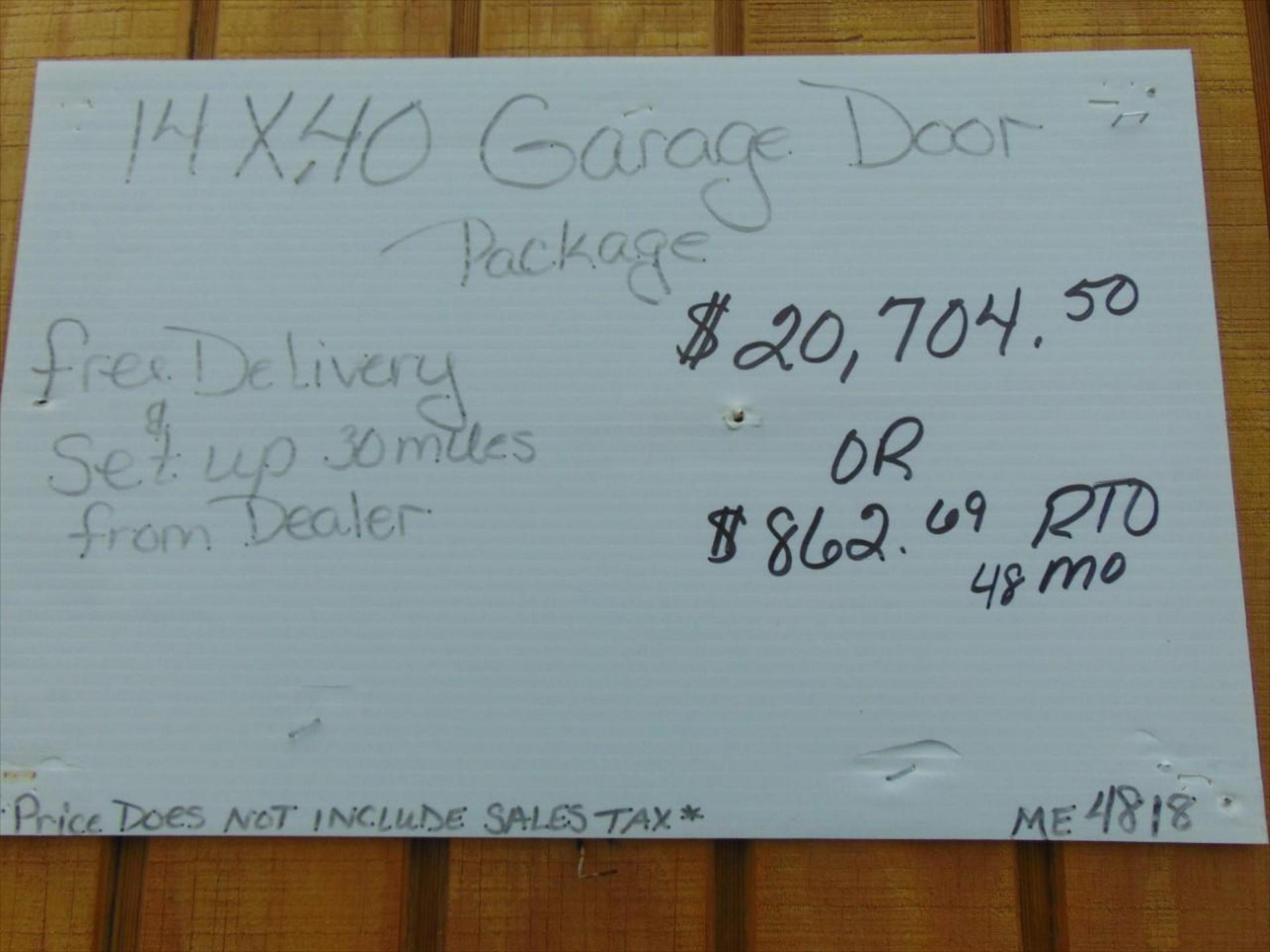 14x40 Garage Door Package