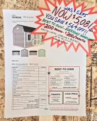 SAVE $564 OFF! - 10x16 LOFTED BARN! -$5,081 OR $200 DOWN & $200/MO -NO CREDIT CHECK - FREE DELIVERY (50 miles)