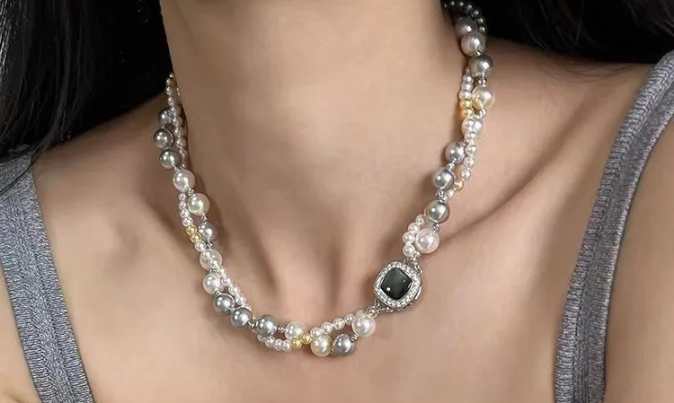 Pearl Chain Necklace and Bracelet Set