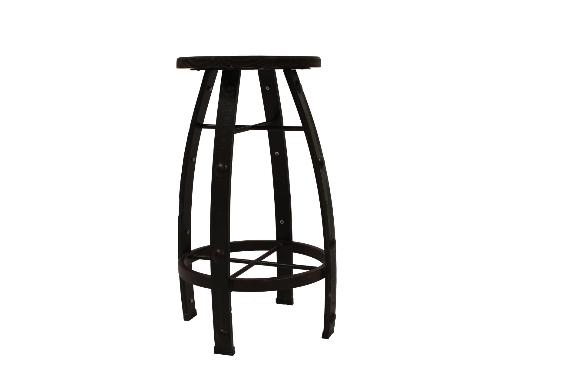 Rustic Barrel Bar Table and Four Barstools (WHITE)