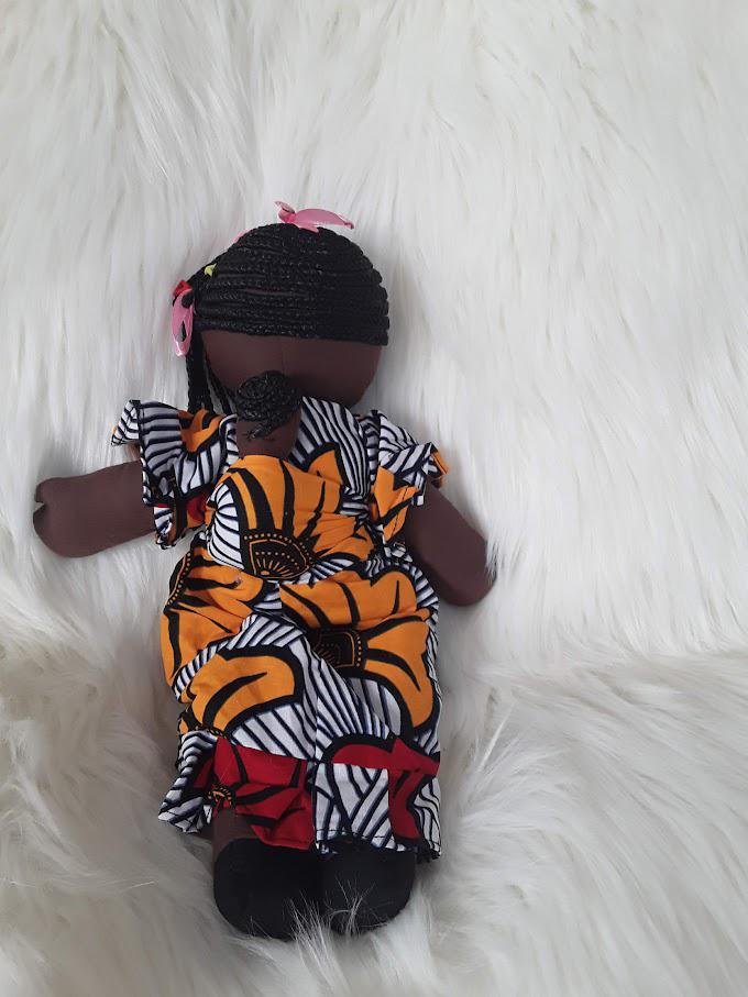 Handcrafted Braided Black Mama Doll,