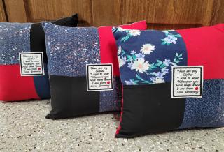 Memory pillow made from Loved Ones Shirts.