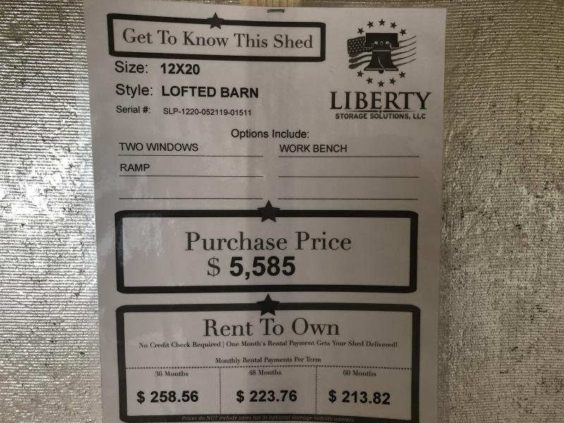 12x20 Painted Lofted Barn with options