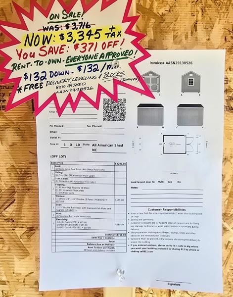 🔥SAVE $371 - 8x10 SHED W/ELECTRICAL - $3,345 - $132 DOWN & $132 MO - NO CREDIT CHECK - FREE DELIVERY & BLOCKS (50 mi)