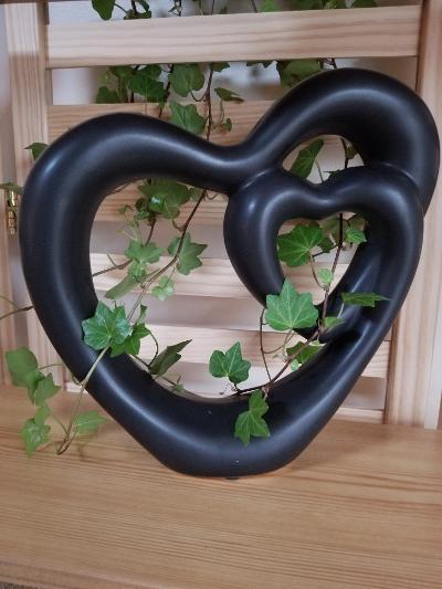 Two Hearts Black Decorative Ceramic