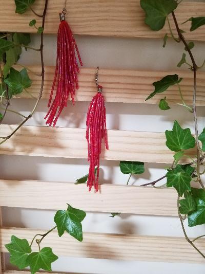 Scarlet Red Fringe Earrings