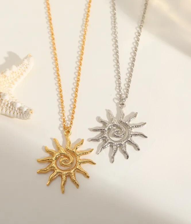 Sun Pendant Necklace (Gold or Silver)