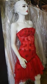 RED SHORT TULLE CORSET BODICE HOMECOMING DRESS