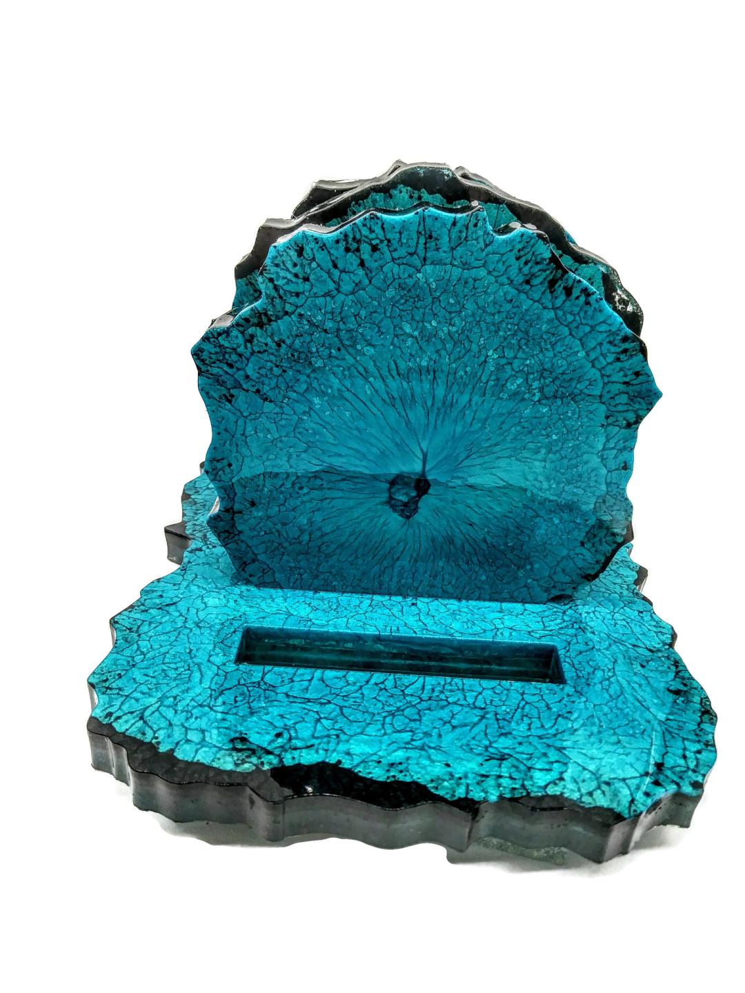 Geo Blue and Blach coaster set with holder
