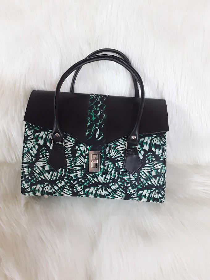 Green and Black Multicolor Handmade Ankara Handbag./ Purse