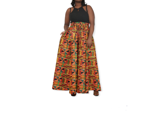 Long Maxi Ankara Print Kente Skirt