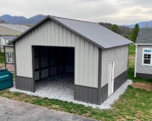 25% OFF! 20x20 PREMIER STEEL BUILDING - BOARD & BATTEN SIDING - 10X10 TRACK DOOR - DBL LEGS/RAFTERS