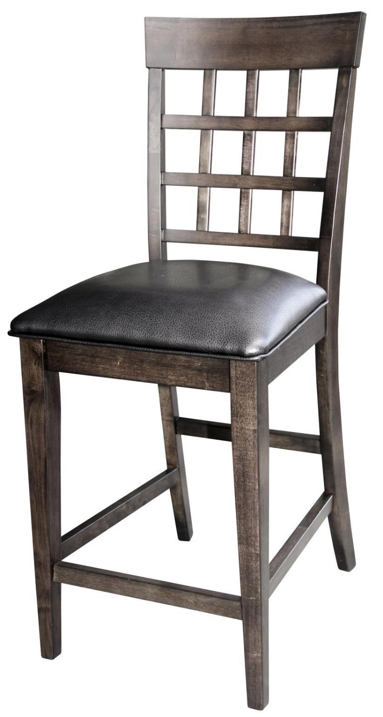 GRID BACK COUNTER STOOL WITH UPHOLSTERED SEAT