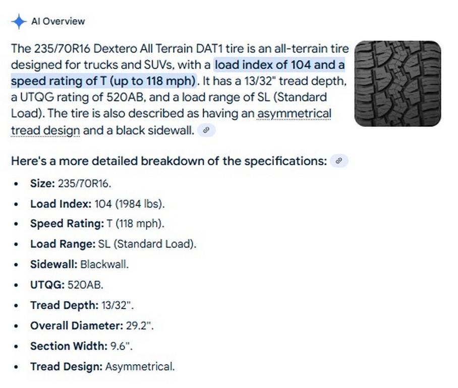 235/70R16 Dextero All Terrain DAT1 Tires Set of 4