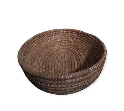 Natural Light Brown Traditional Hand Woven Senegalese Basket, Decorative Storage.