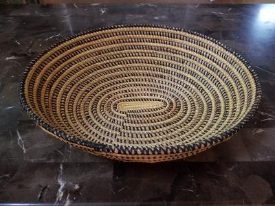 Natural Brown Traditional Unique Hand Woven Senegalese Basket, Decorative storage.