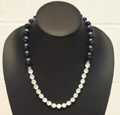 White and Blue Cat Eye Necklace