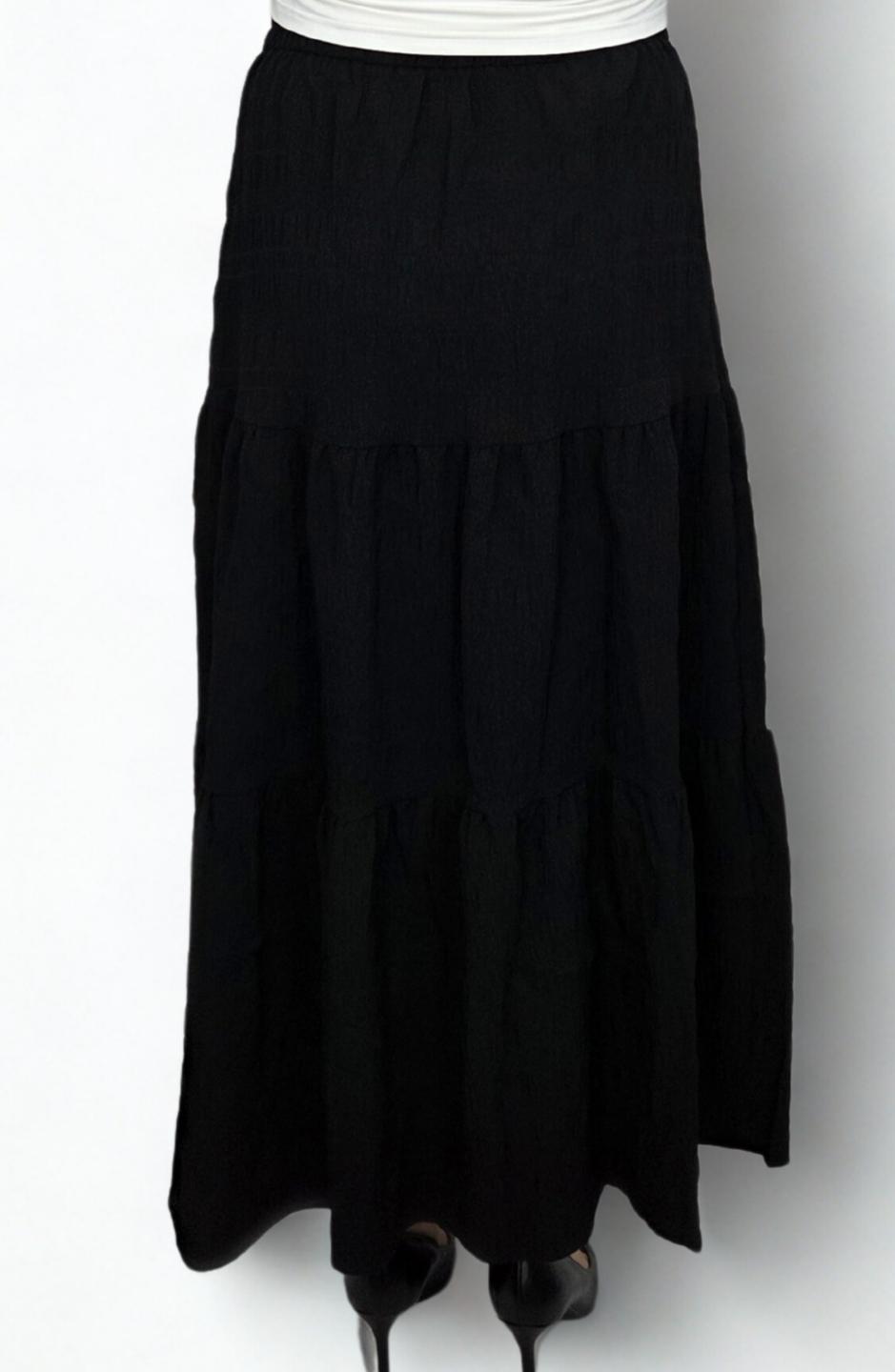 Black Textured Maxi Skirt