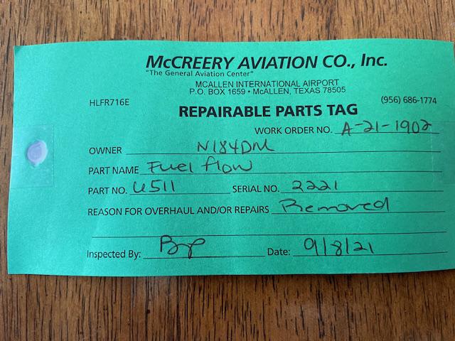 Beechcraft United Instruments A36 Fuel Flow Gauge. Used.