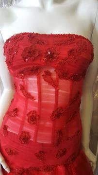 RED SHORT TULLE CORSET BODICE HOMECOMING DRESS