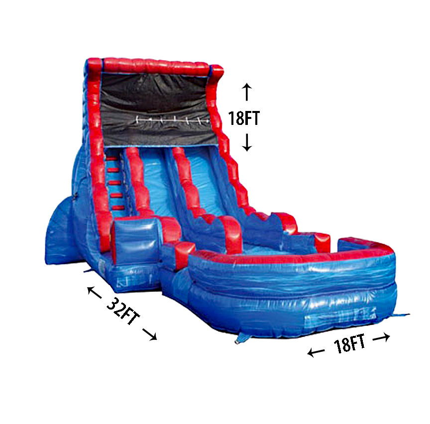 18' Dual Lane Tsunami Slide (Wet/Dry) Slide, slip n slide, and pool at the end!