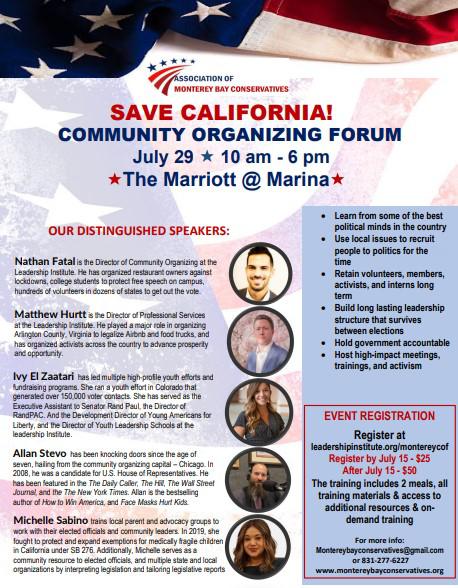 Save California Community Organizing Forum