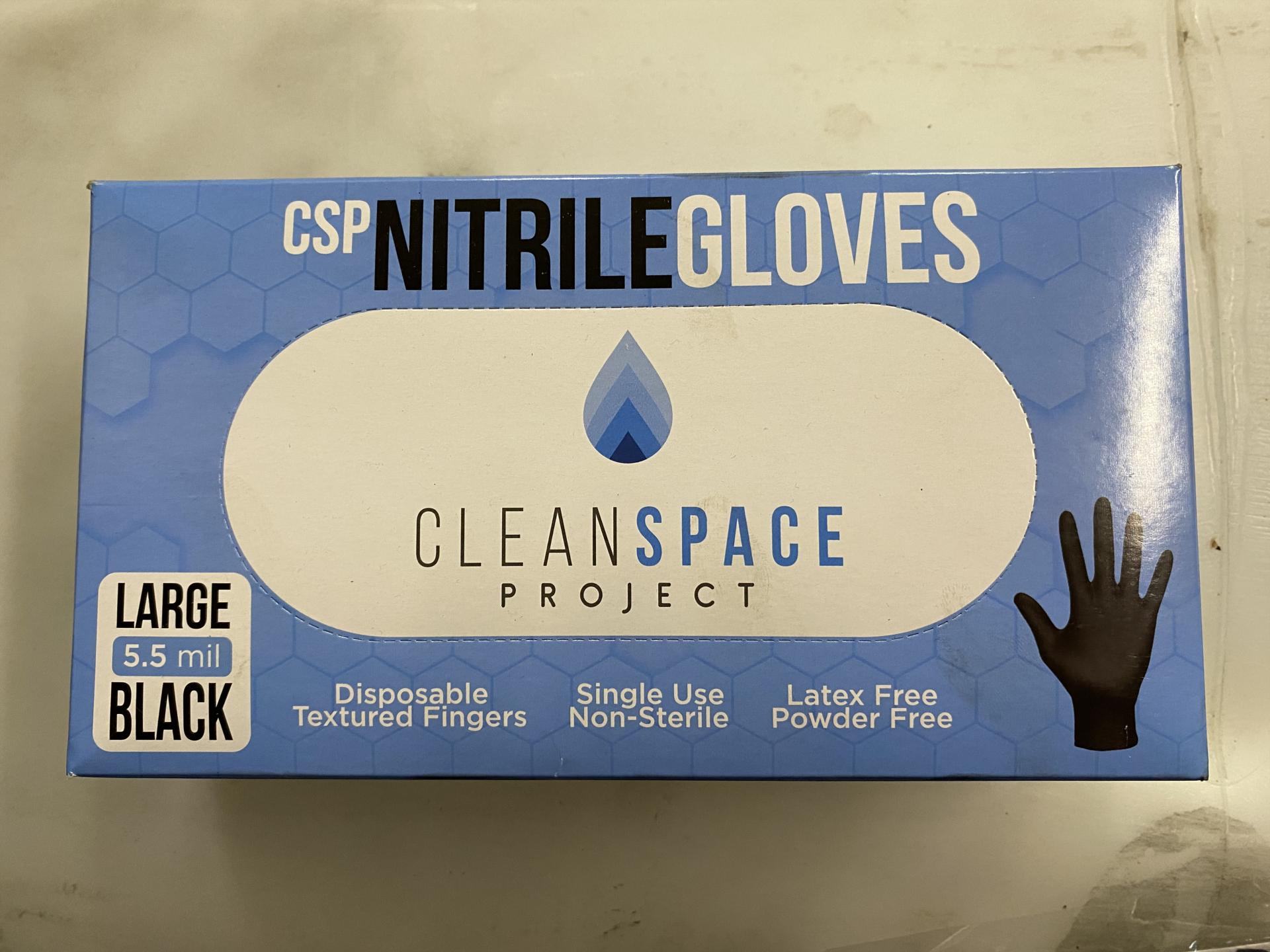 Clean Projects Non-Powdered Black Nitrile / 5.5 Mil / Size L / Box of 100