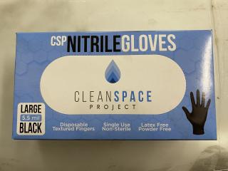 Clean Projects Non-Powdered Black Nitrile / 5.5 Mil / Size L / Box of 100