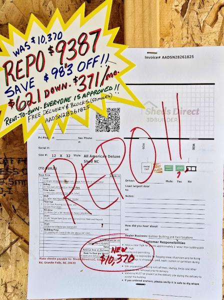 REPO - SAVE $983 - 12x32 TALL WALL - $9,387 or $621 DOWN & $371/MO - NO CREDIT CHECK -FREE DELIVERY & BLOCKS (50 miles)