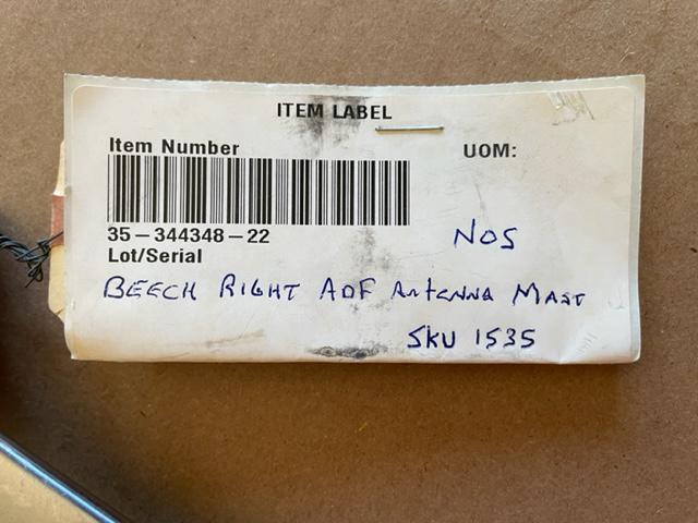 Beechcraft Bonanza RIGHT ADF Antenna Mast. New Old Stock.