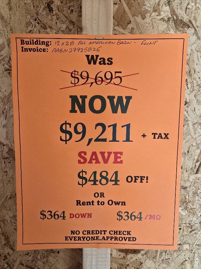 $484 OFF! 12X28 LOFTED BARN - ONLY $9,211 - $364 DOWN & $364/MO - NO CREDIT CHECK - EVERYONE APPROVED!!