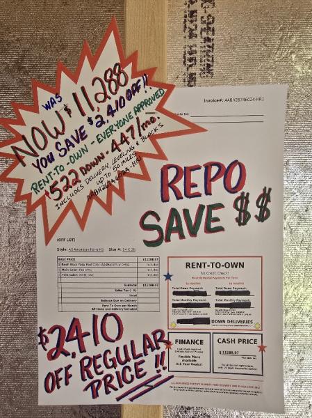 REPO 14x28 w/U-LOFT - SAVE $2,410 - $522 DOWN & $447/Mo OR $11,288 - NO CREDIT CHECK - DELIVERY & BLOCKS INCLUDED (50-MILES)