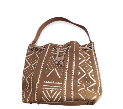 Yellow and Beige Mud Cloth Handbag