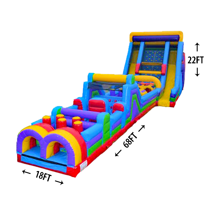 22' Vertical Rush with 40' Obstacle Course