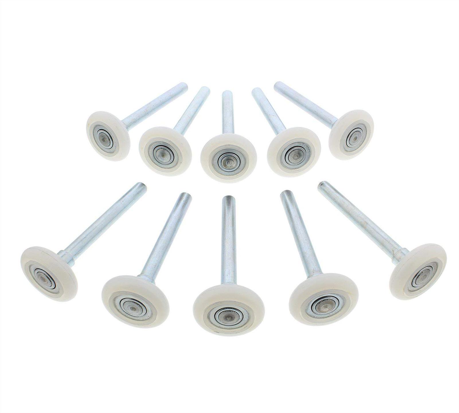 Quiet 2” Nylon Garage Door Roller Wheels 10-Pack, 13 Ball Bearing, 4” Inch Stem – Overhead Track Wheel Rollers Kit