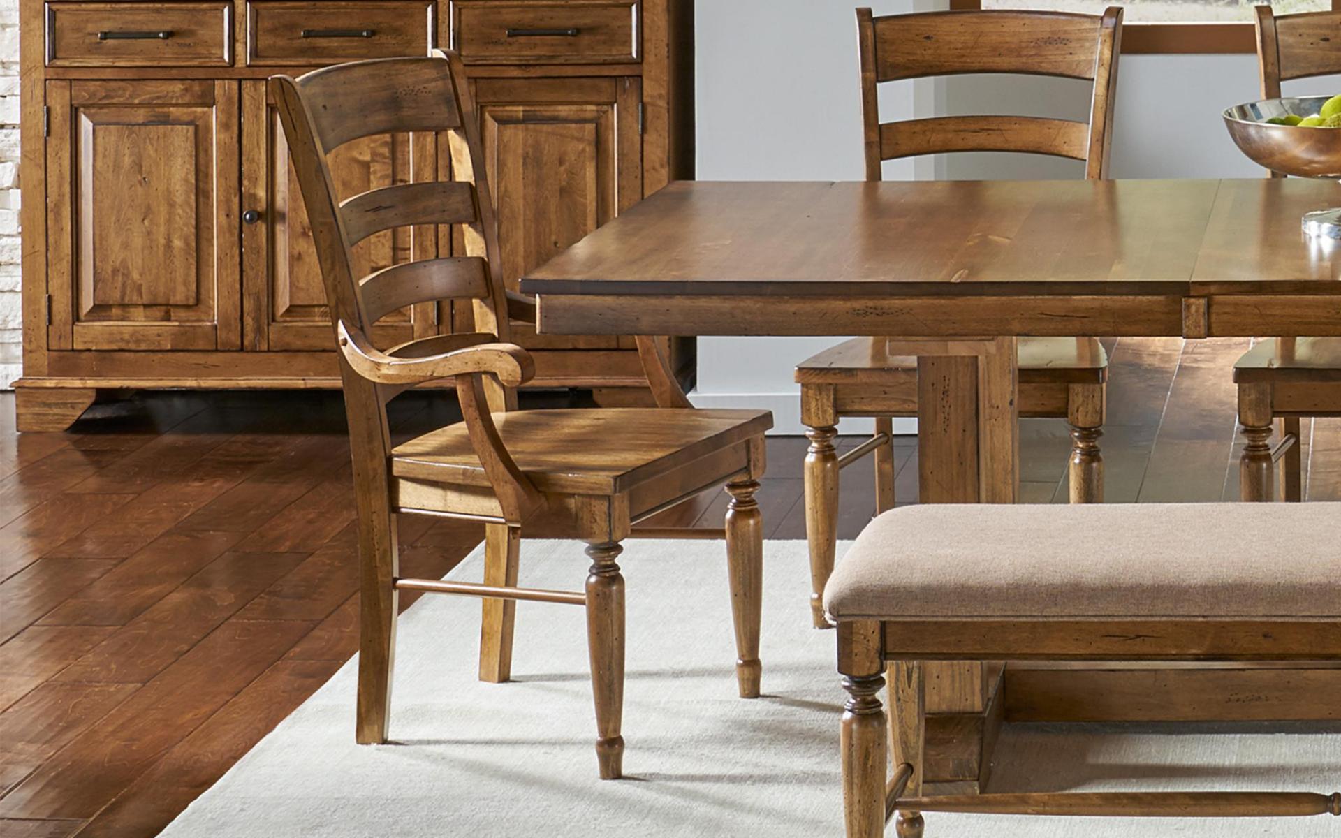 LADDERBACK WOOD SEAT ARM CHAIR